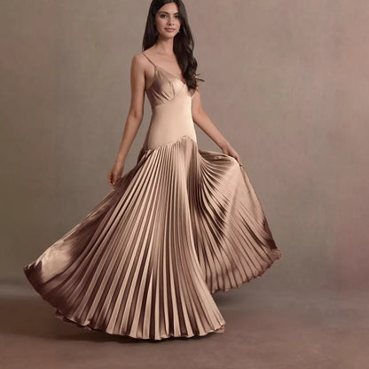 pleated evening dress