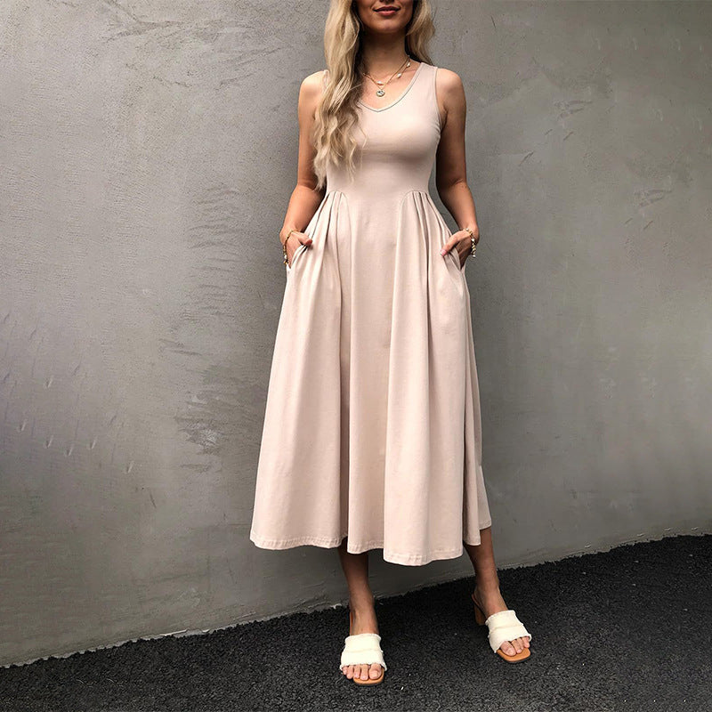 helen white Pocket Pleated maxi Dress