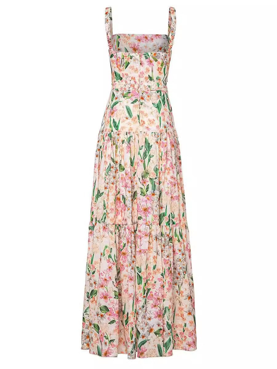 Sweet And Spicy Style Sling A-Line Floral Cake Dress