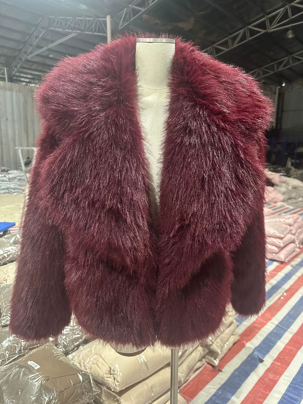 imitation fox fur short fur coat
