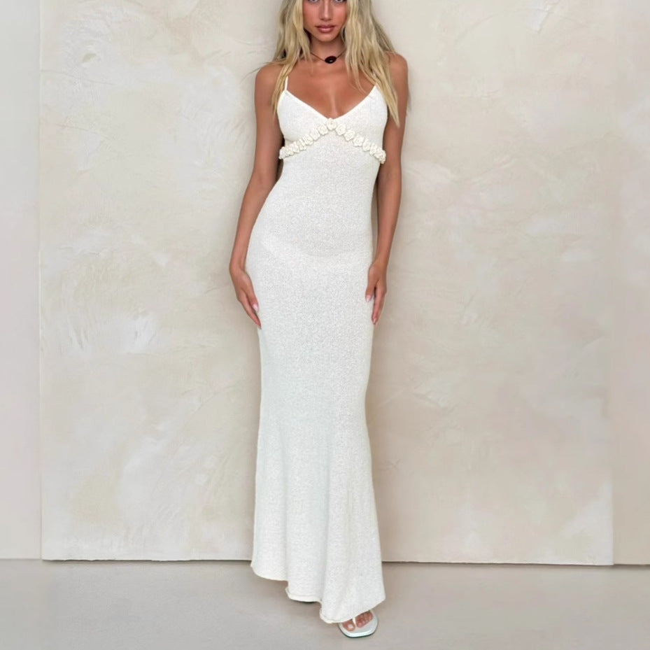 bertha white Spaghetti strap bodycon maxi dress