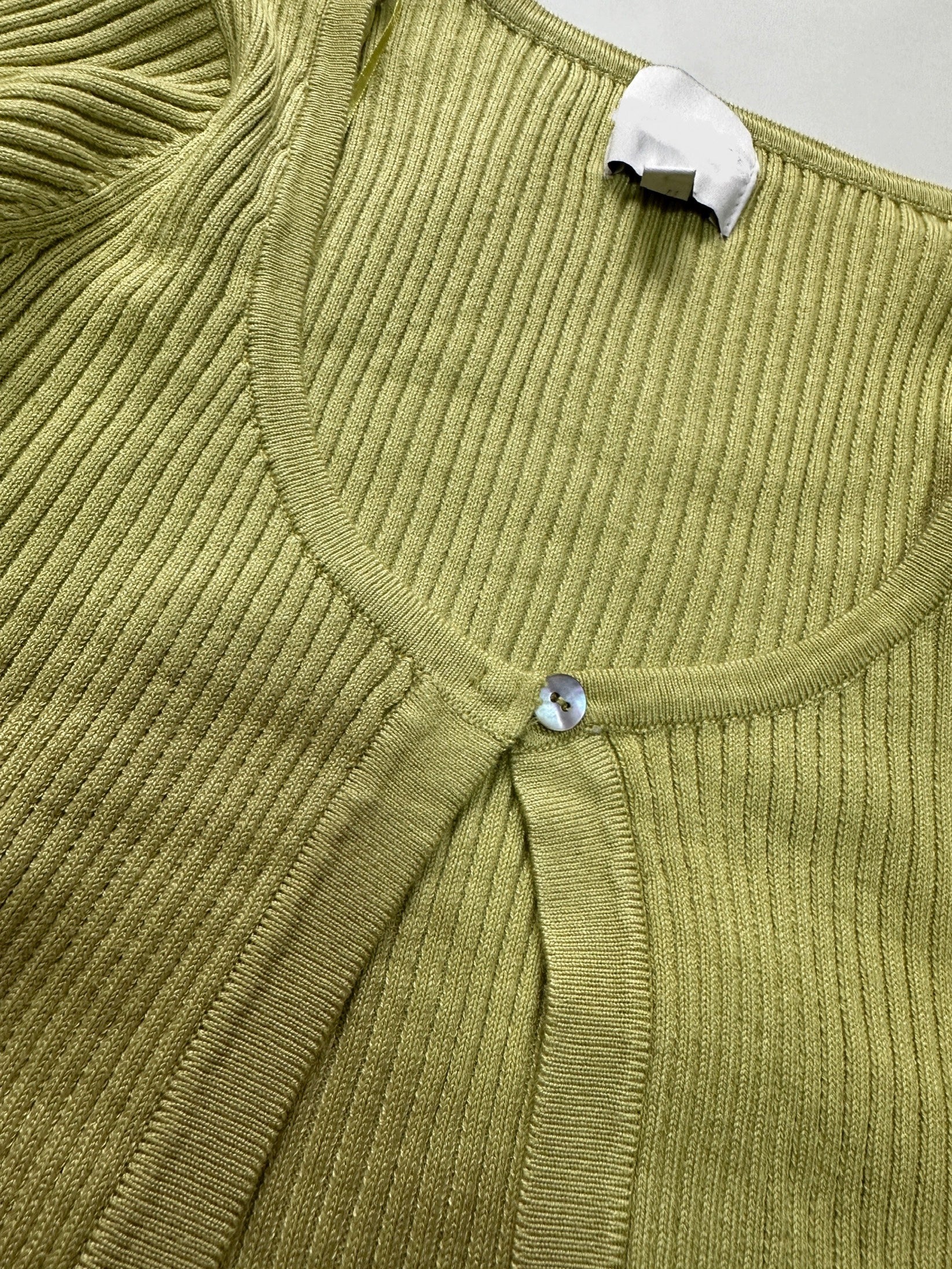 green Strip Knitted Cardigan Flared Pants Two-Piece Set