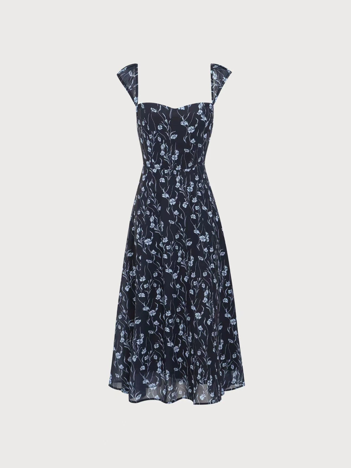 blue floral midi dress