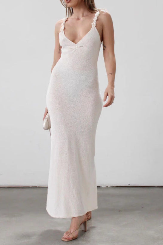 damla white Knitted camisole bodycon dress