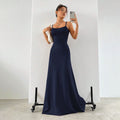 deirdre blue High-waisted halter-neck fitted maxi dress