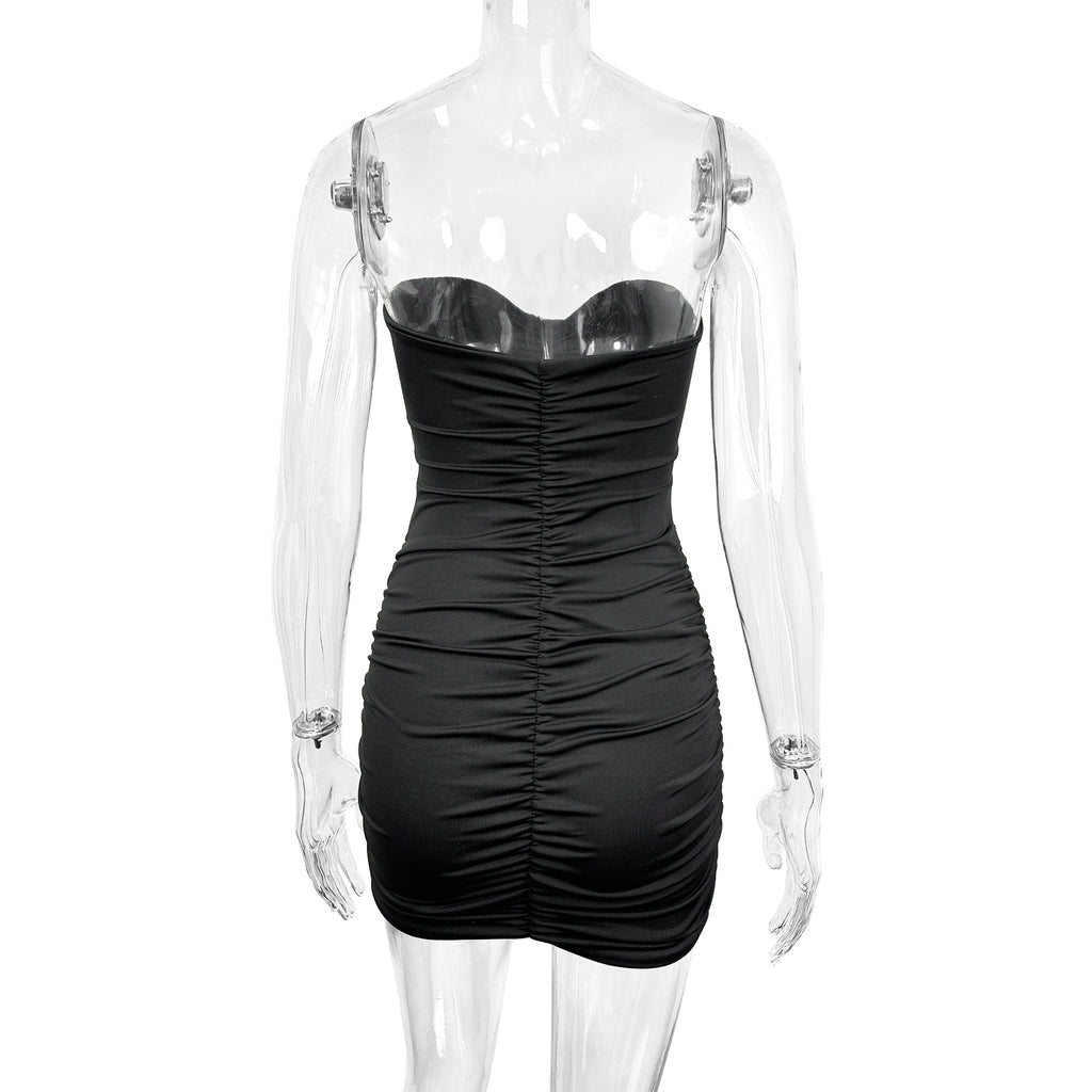 black Off-the-shoulder cutout strapless bodycon dress