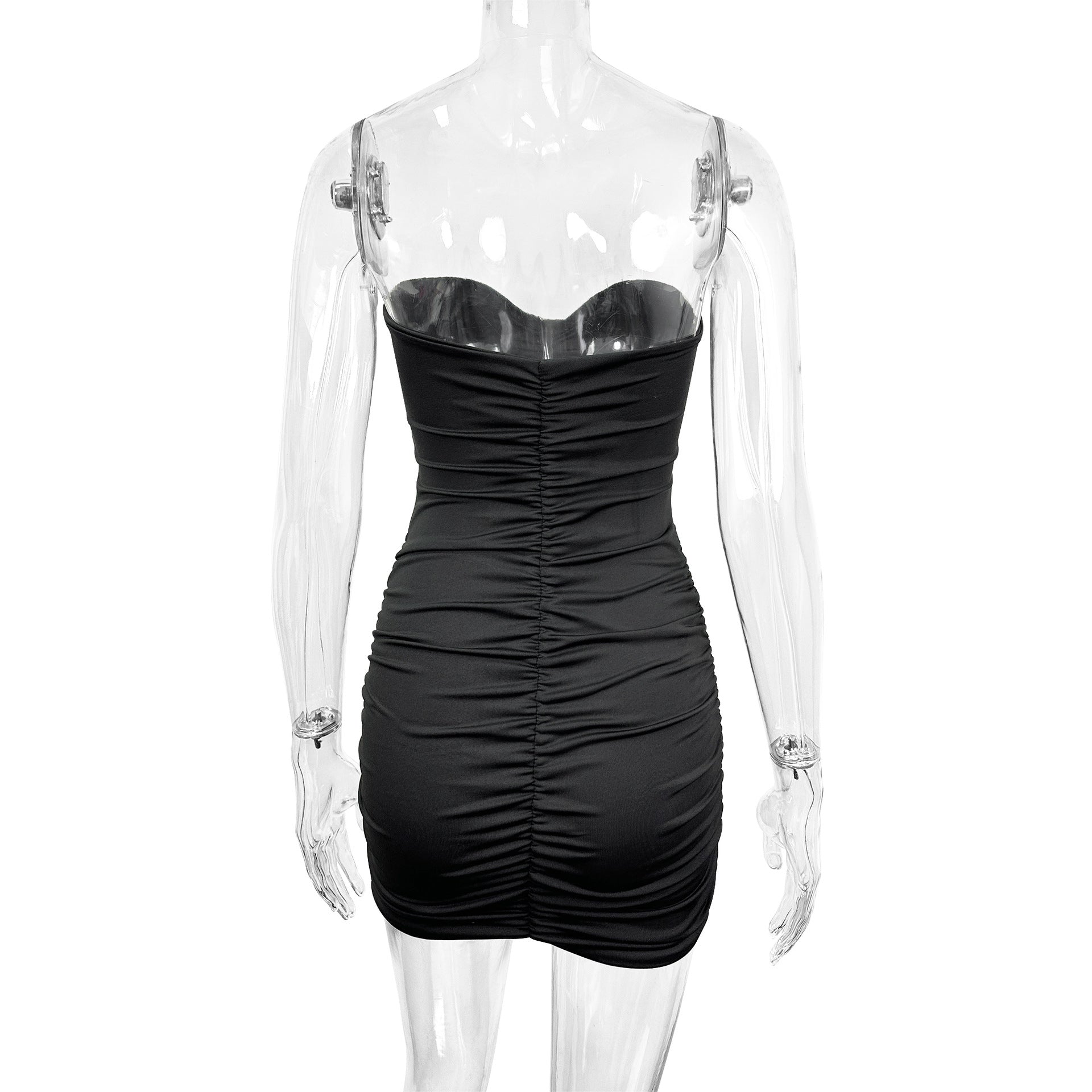 black Off-the-shoulder cutout strapless bodycon dress