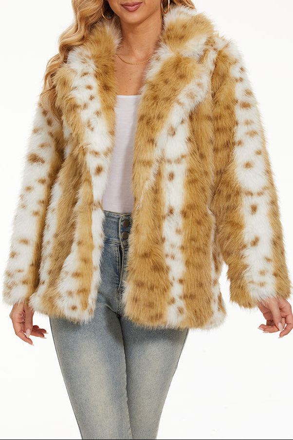 Imitation Leopard Print Fur Women's Coat