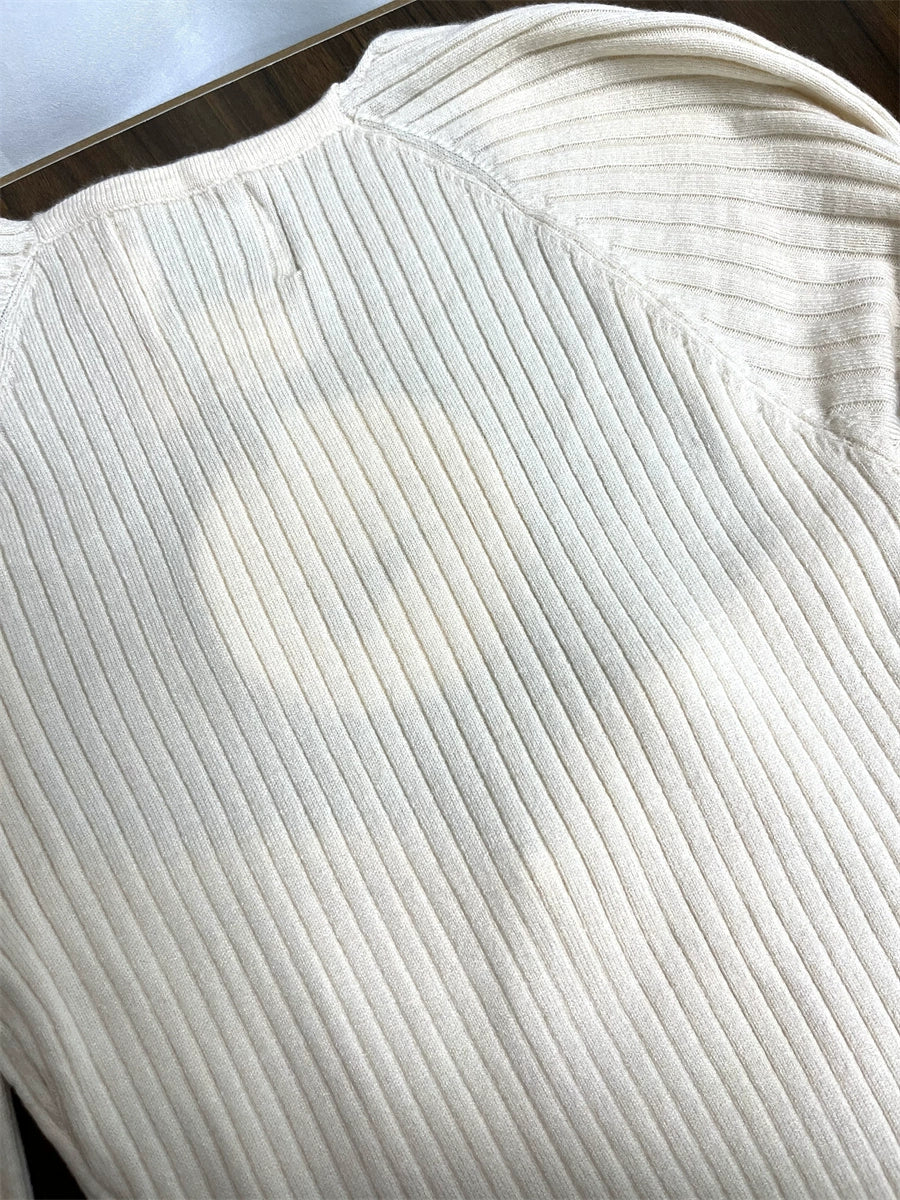 beige square neck knitted mini dress