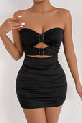 black Off-the-shoulder cutout strapless bodycon mini dress