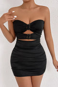 black Off-the-shoulder cutout strapless bodycon dress