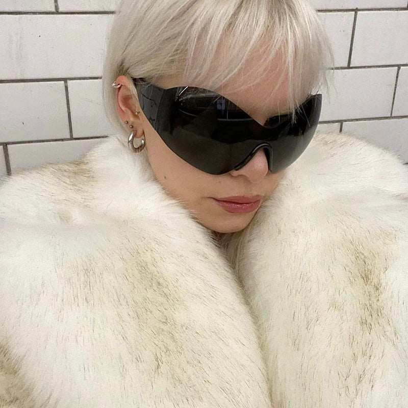 faux wool suit collar imitation fur cropped coat