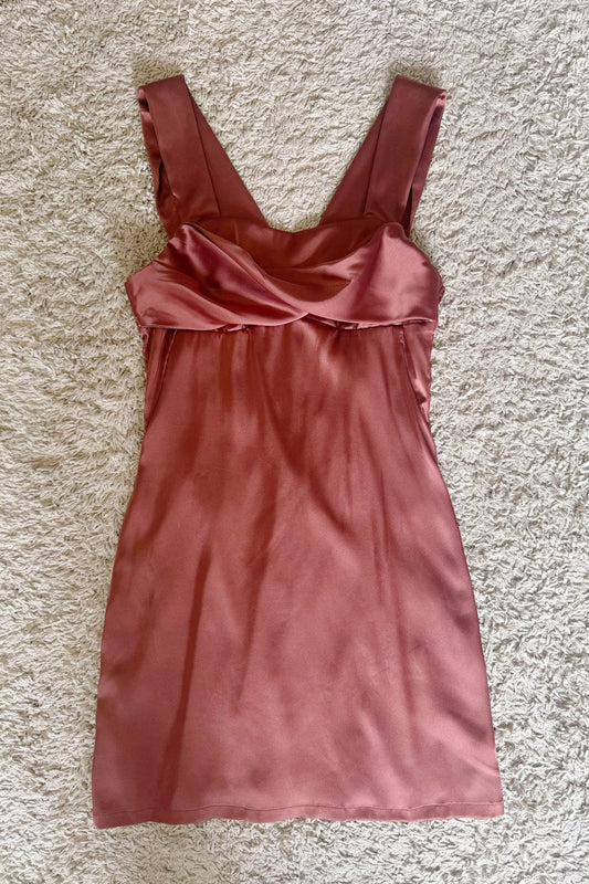 Resort gloss satin silky kink wide strap dress