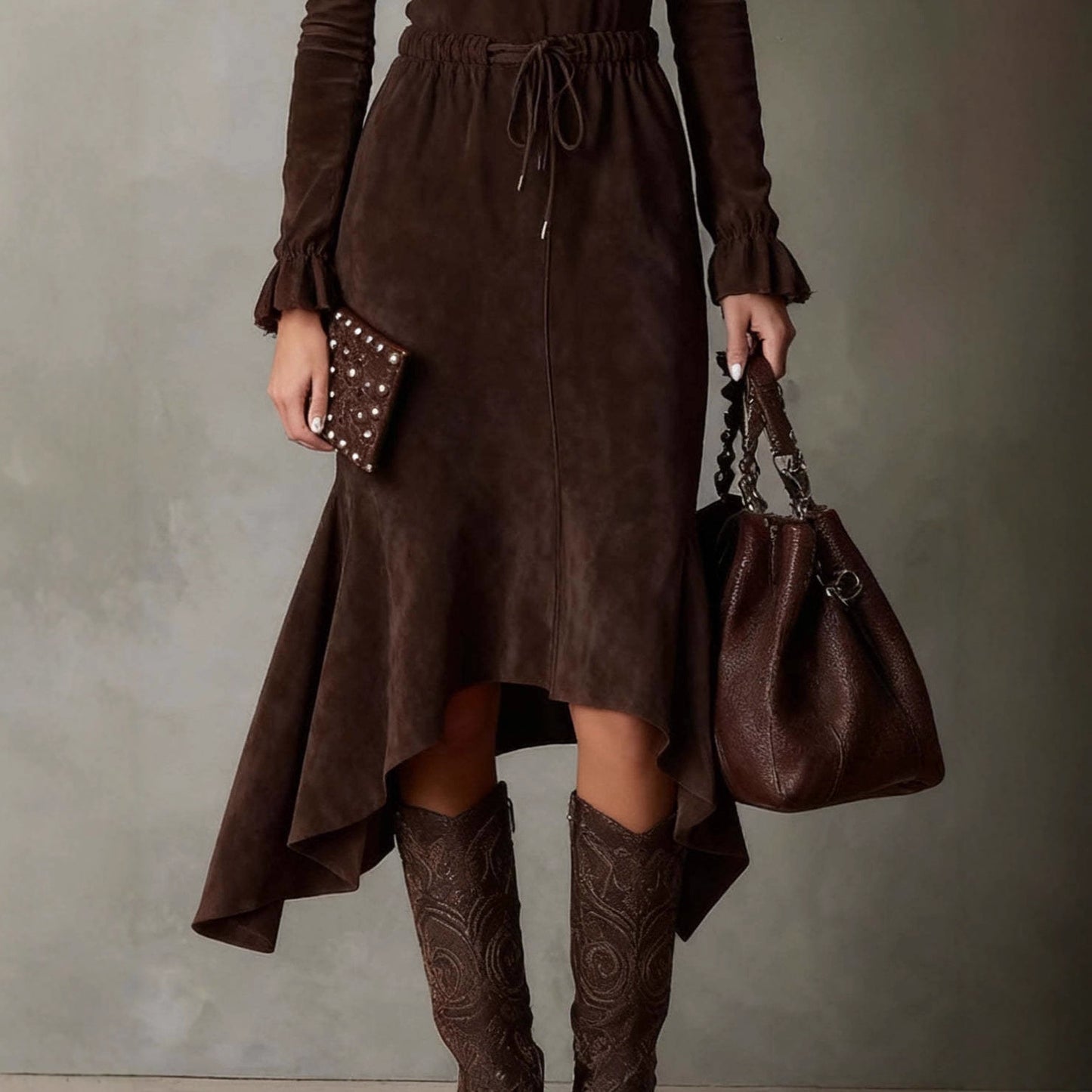 Double-sided cashmere midi dress
