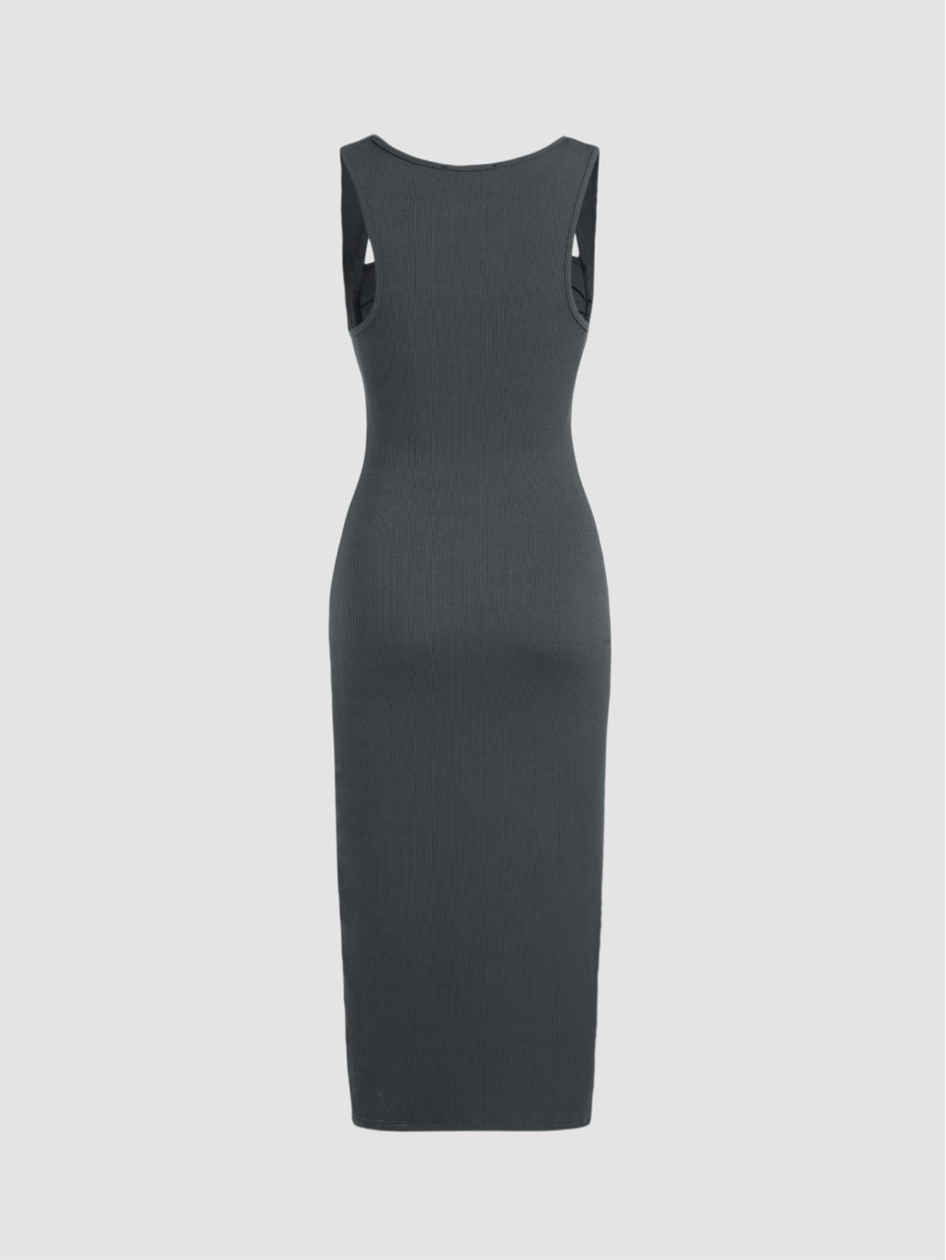 Knitted ribbed pleated maxi dress