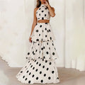 polka dot halterneck sleeveless top skirt set