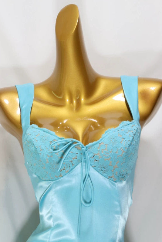 blue lace sleeveless mini dress