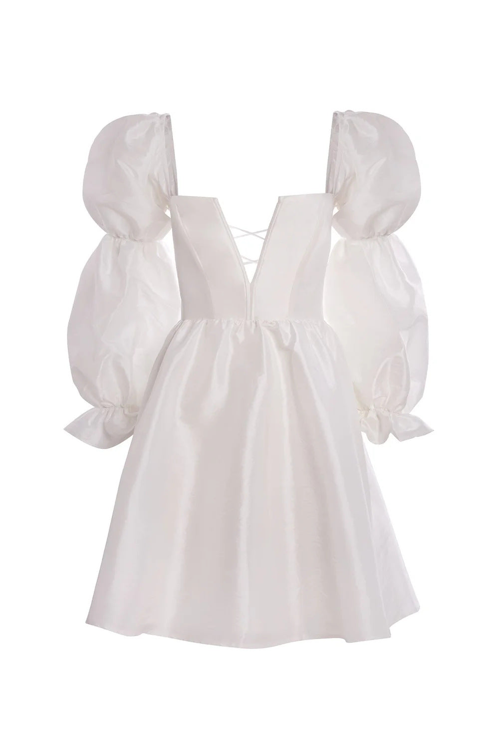 white puff sleeve hanger square neck mini dress