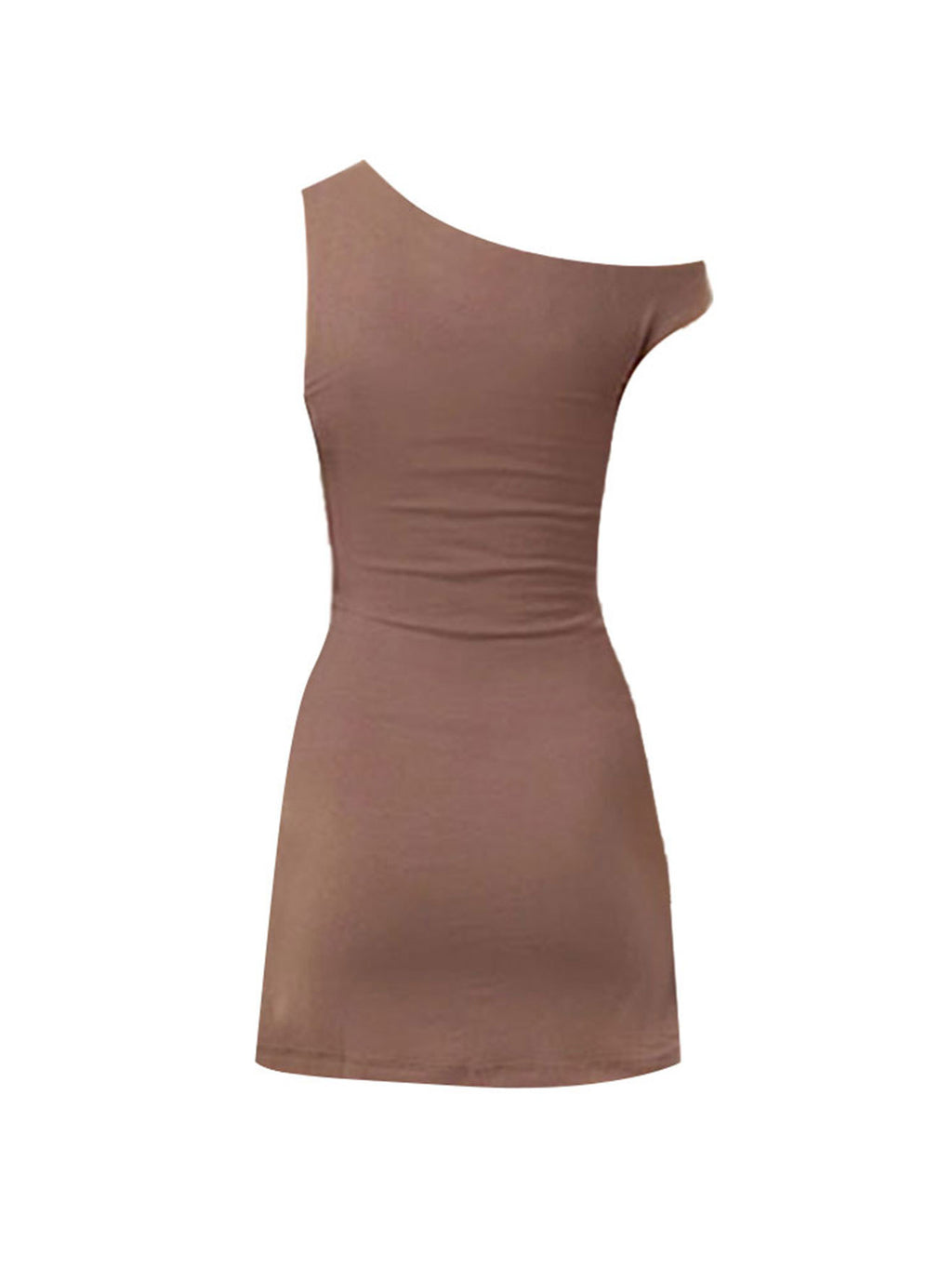 Off-shoulder mini dress in brown