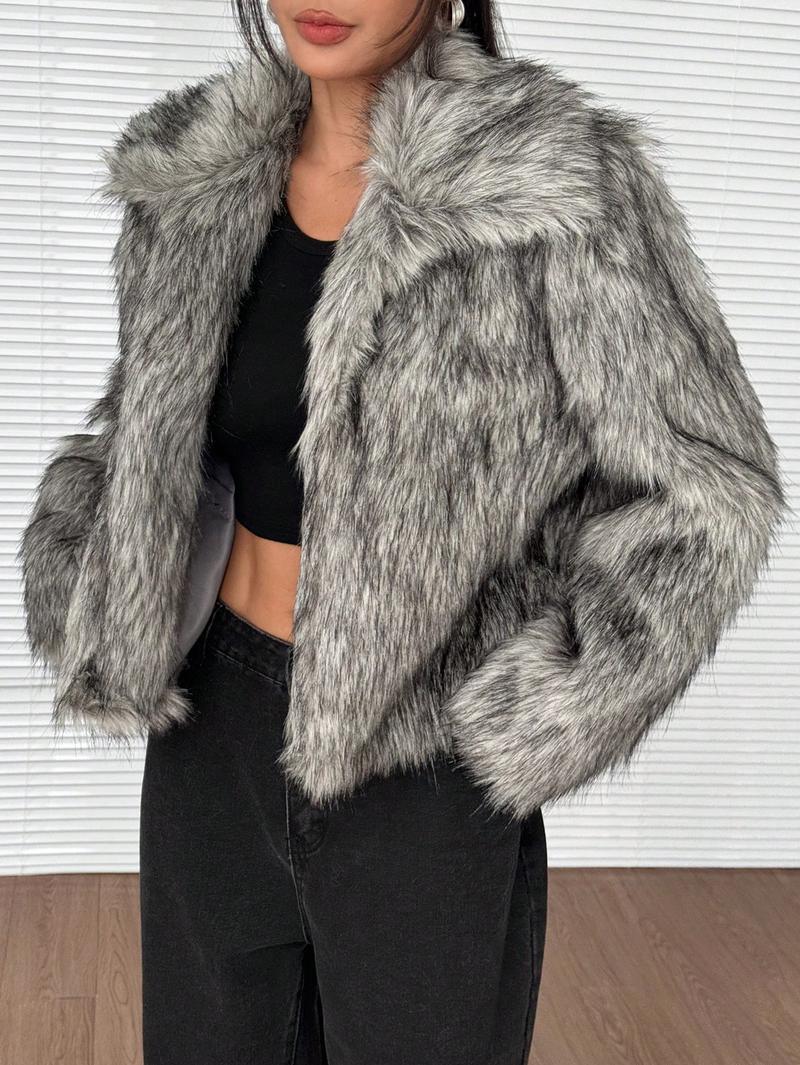 imitation fox fur long sleeve short jackets