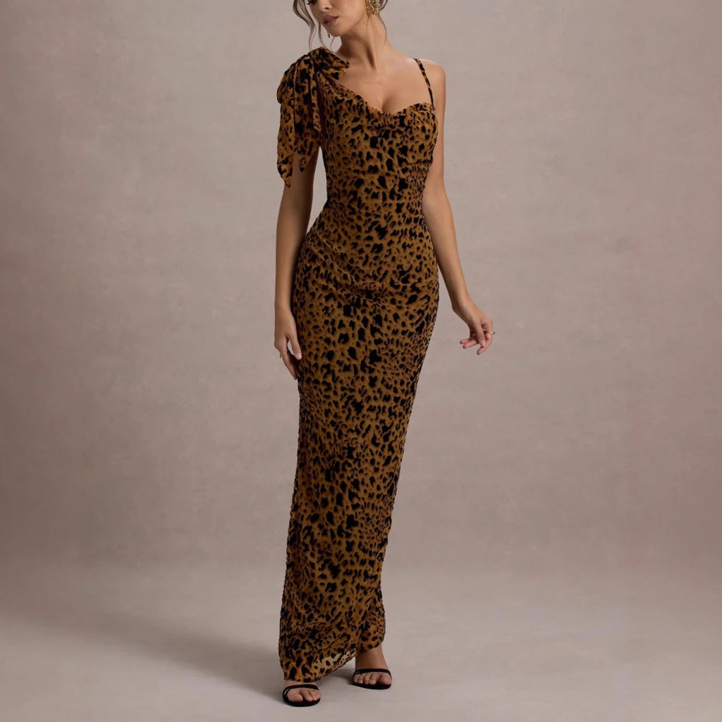 Leopard print halter bodycon skirt