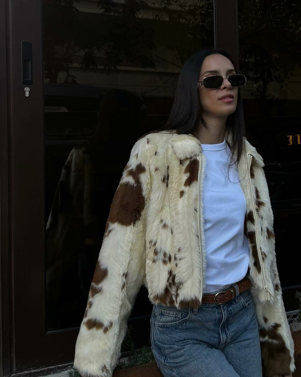 leopard print fur coat