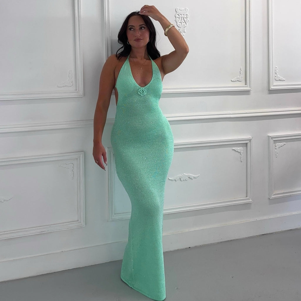 gloria green Floral Slip maxi Dress