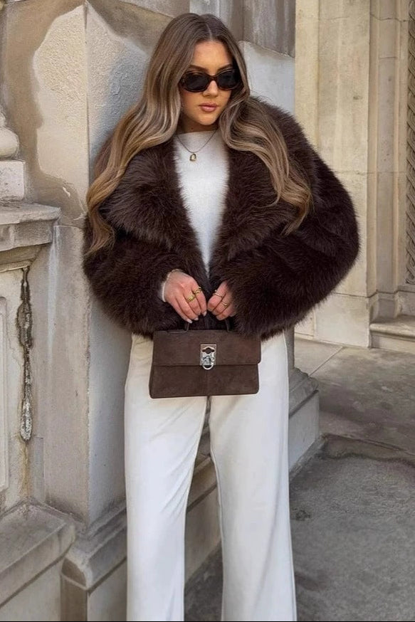 fox fur imitation fur cropped jacket