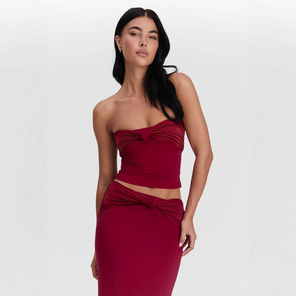 alison red Strapless two-piece set