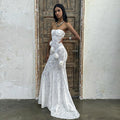 letitia white Lace strapless 3D floral mermaid dress