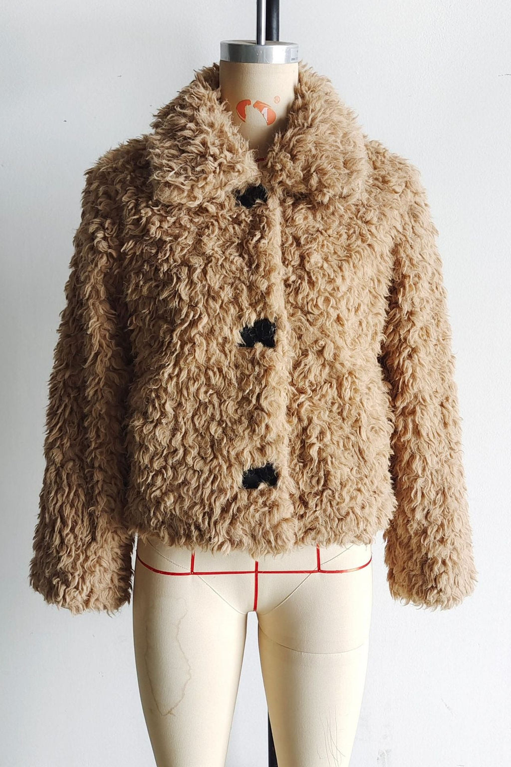 faux fur all-in-one jacket in dark brown