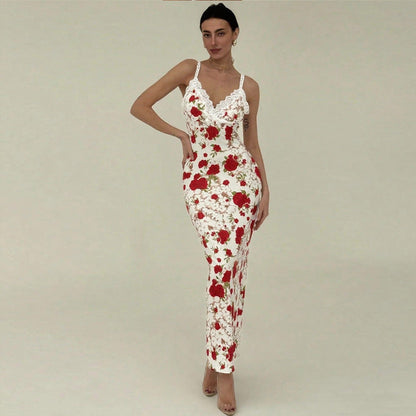 Paneled lace slip dress