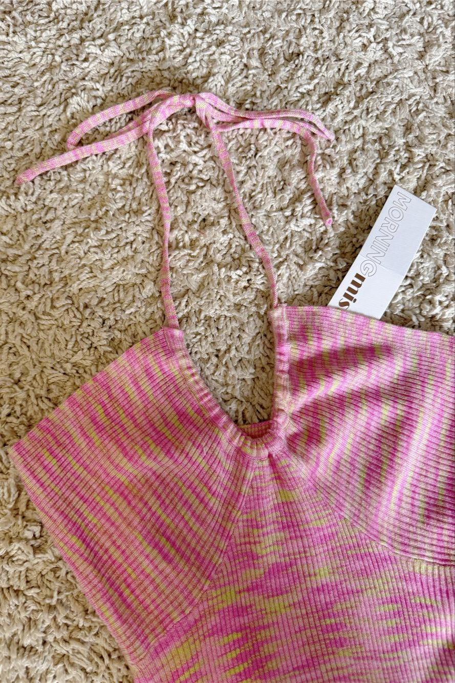 halterneck lace-up sexy backless knitted dress