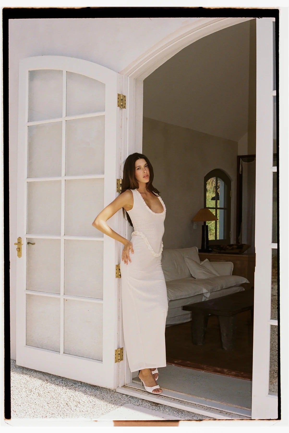 white lace sleeveless maxi dress