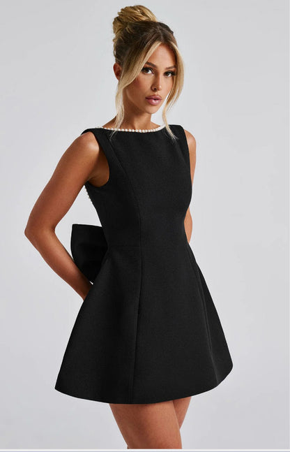penny black Pearl bow short A-line mini dress