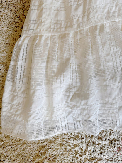 white cut-out lace-up backless dress