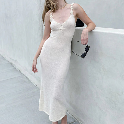 damla white Knitted camisole bodycon dress