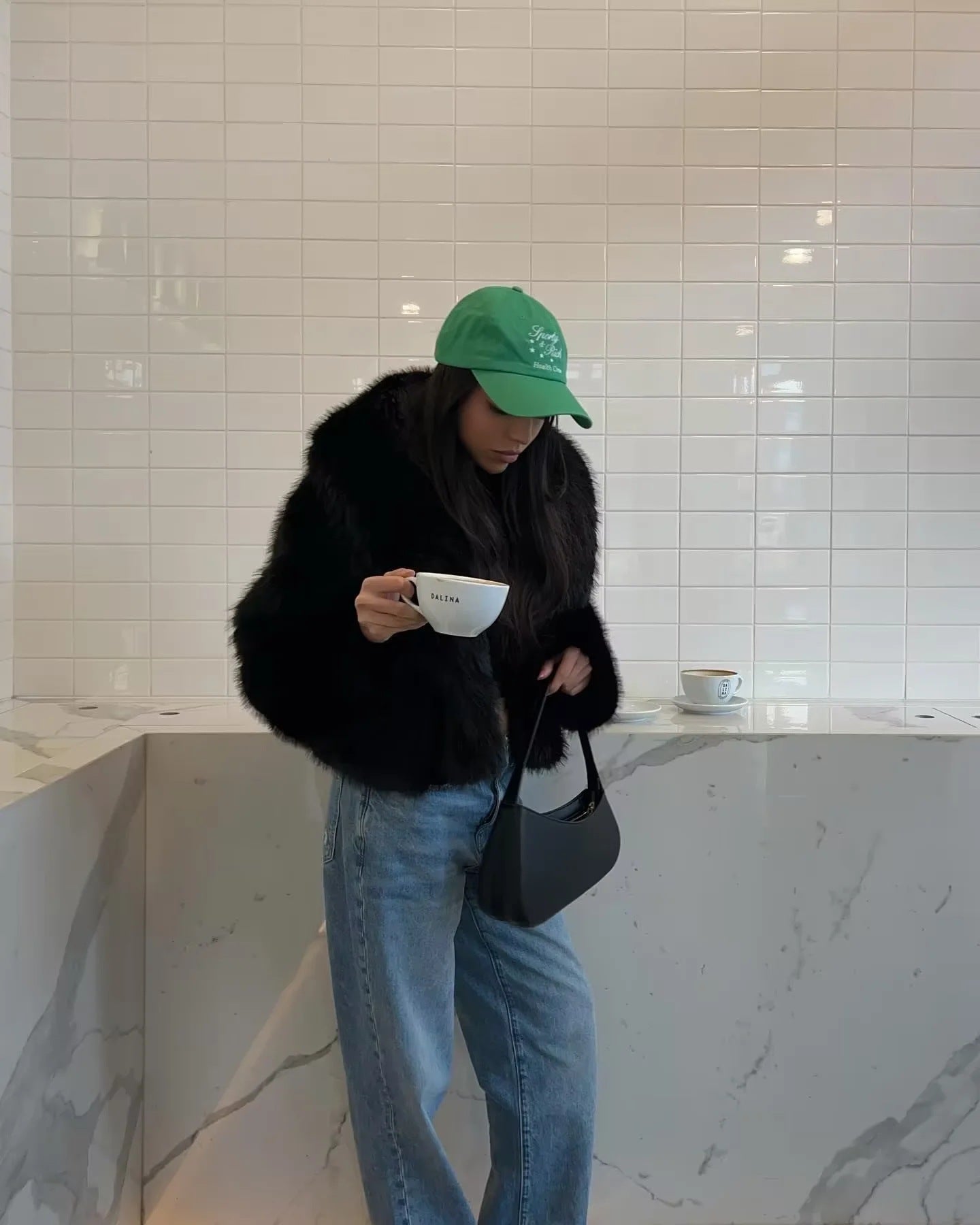 imitation fox fur cropped fur coats with artificial large fur collars