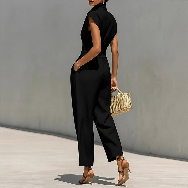 black sleeveless waist maxi dress