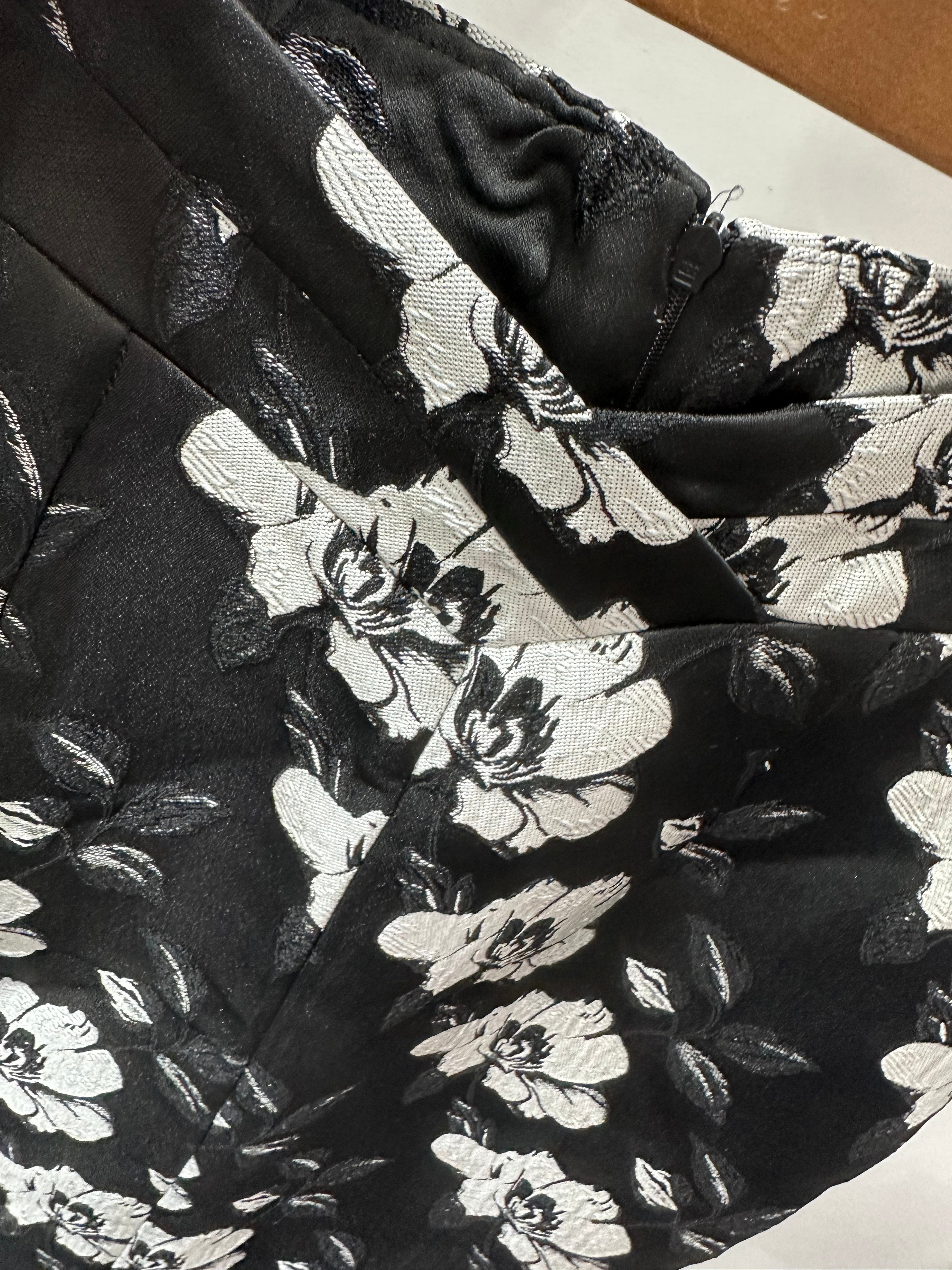 black jacquard midi skirt