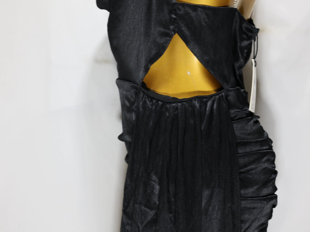 black suspender satin mini dress