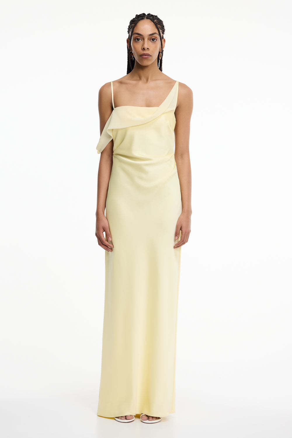 yellow Satin Fashion Sexy Slim Slip Dress