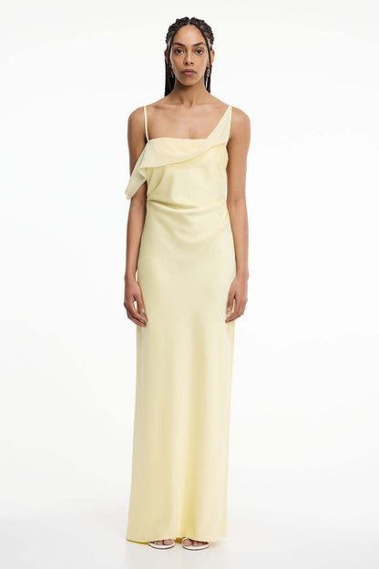 yellow Satin Fashion Sexy Slim Slip Dress