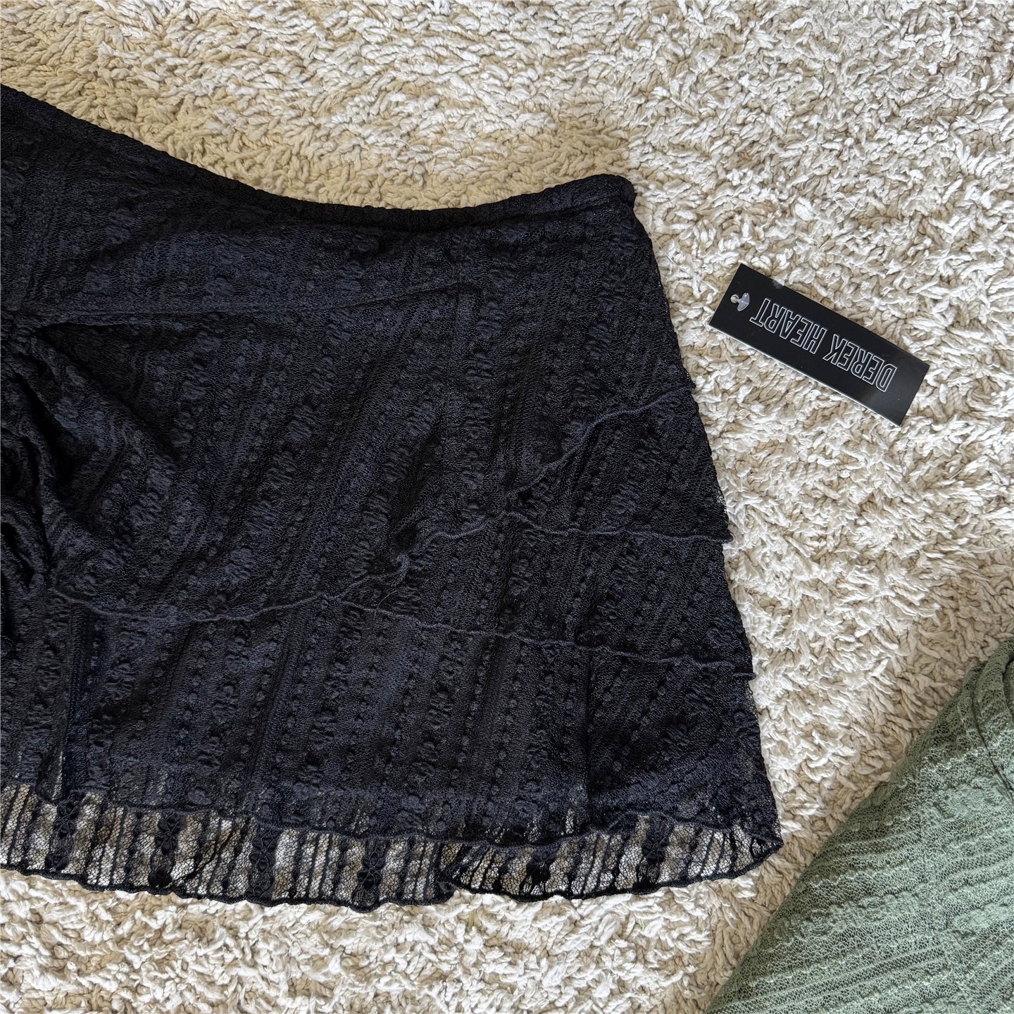 black lace-up mini cropped skirt