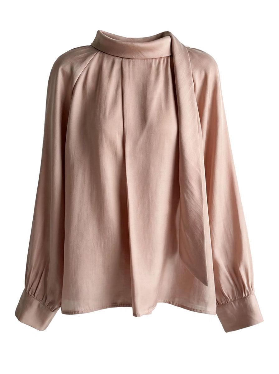 sophia Textured ribbon pleated shirt