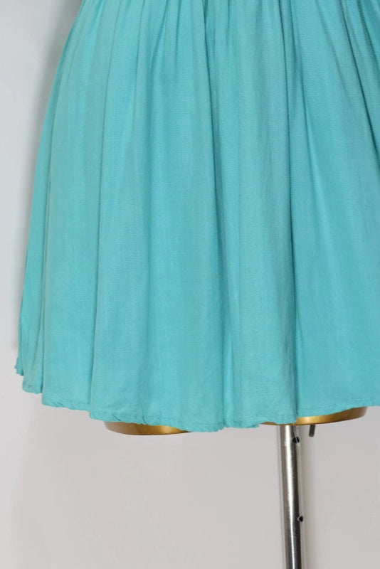 blue V neck sleeveless mini dress