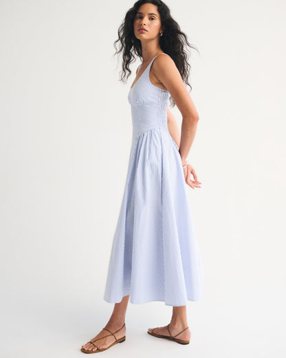blue slim large pendulum slip dress
