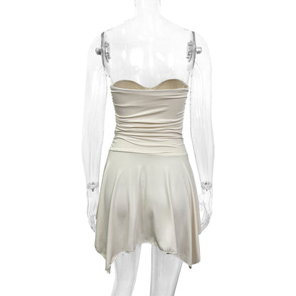 betsy cream off shoulder mini dress
