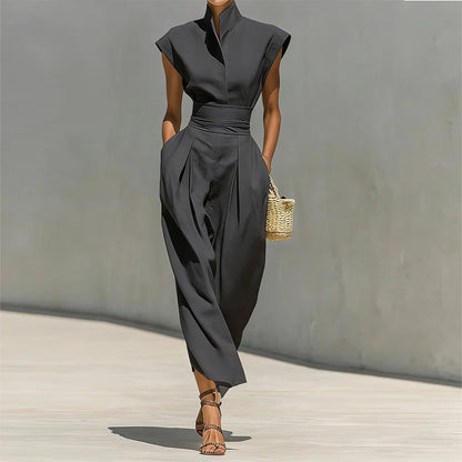 grey sleeveless waist maxi dress