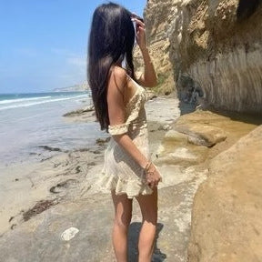 Lace ruffled slip mini dress